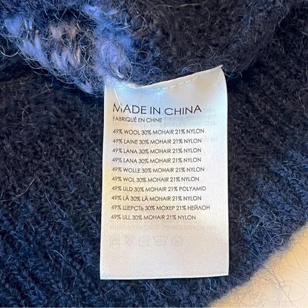 NEW Club Monaco chunky mohair pullover sweater, lavender and navy, Oversized XS - Picture 11 of 11